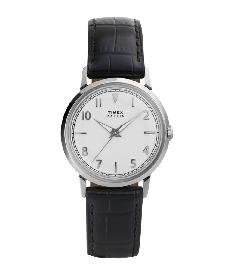 Herrenuhr TIMEX MARLIN TW2Y37600 Leder Schwarz Weisse Vintage