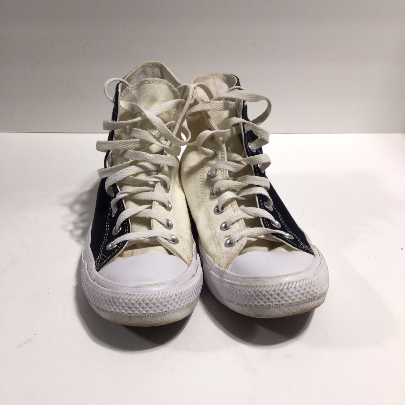 White Black Canvas Custom Men's Size 8