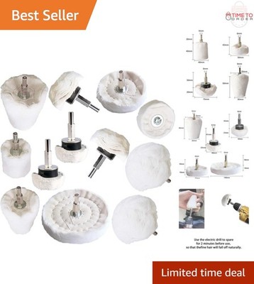 Polishing Pad Buffing Wheel Kit 12 Pcs Cotton for Metal Wood Plastic Glass
