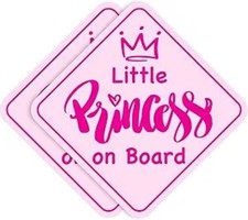Little Princess on Board Stickers Non-Magnetic - Removable, Paint-Safe Signs f