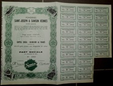 Fonderies Saint-Joseph & Samson Reunies S.A., 1944 - mit Coupons