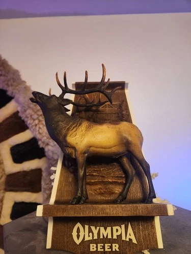 Vintage OLYMPIA Beer Wall Mount Sign Wildlife Series 3D ~ ELK