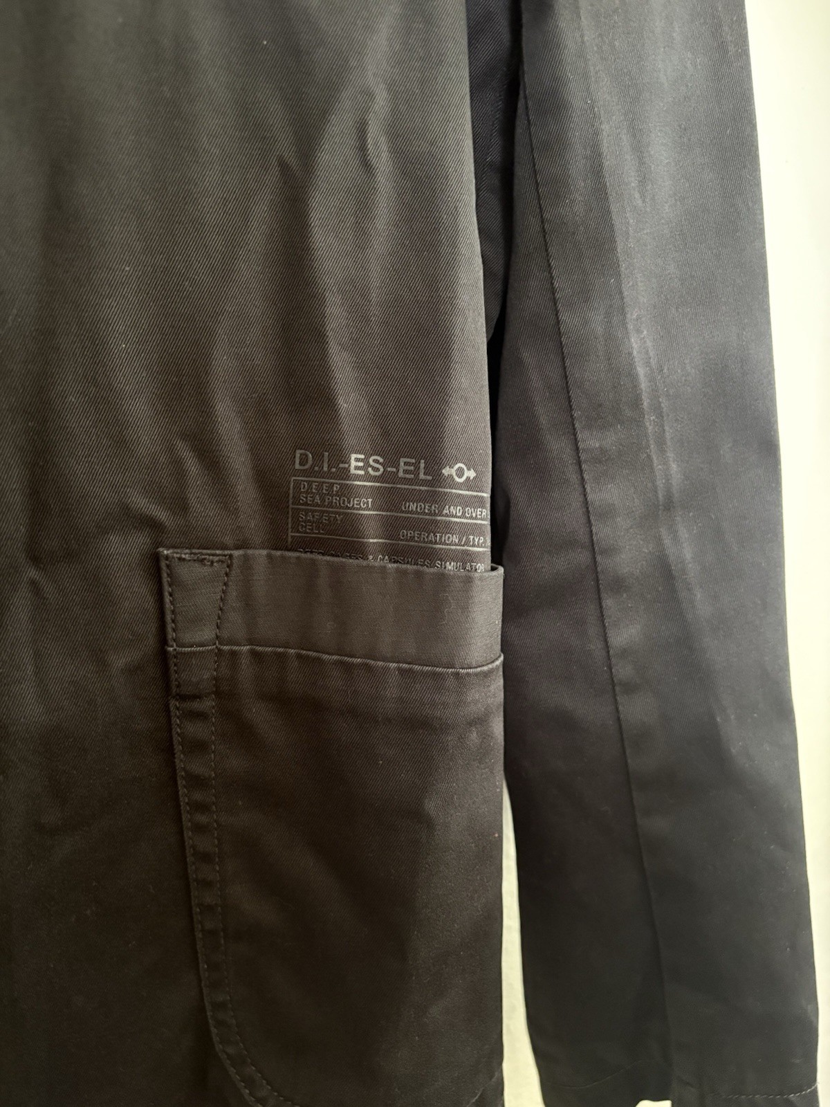 Diesel Blazer Men's S Slim Fit Avant Garde Black Reflective Satin Casual Cotton