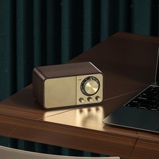Speaker Radio 5W 5.0 Wood Old Fashioned Loud Volume for Travel Gift Home Office