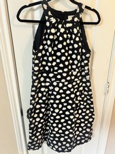 Loft Dress Womens 10 Navy White Polka Dot Halter Garden Party Fit & Flare Spring