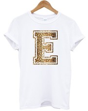 E Leopard T-Shirt bedruckt Grafik Name Schriftzug Text Herren Damen Kinder 