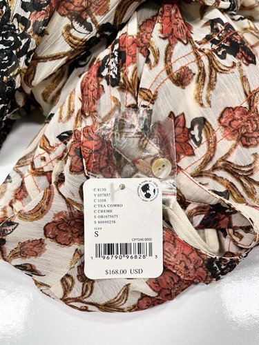 Free People Dress Boho See It Through Floral Sheer Lined Orange Brown NWT Size S - Picture 9 of 14