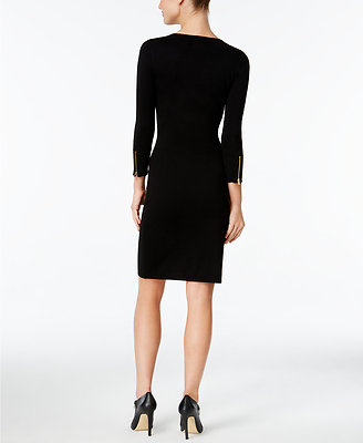 Black Dress Petite Dresses Calvin Klein Illusion Sleeve Dress