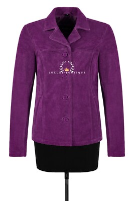 Woman s Real Suede Leather Classic Blazer Style Box Buttons Jacket Jennifer
