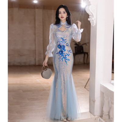 luxury chinese dresses High Quality Level, Traditional Chinese Bridal Champagne Colorful Wedding Xiuhe Dress, Embroidery Pattern, Dress Top and Skirt