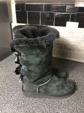 UGG Girls Bailey Bow II Black Triple Bow Tall Boot 1007309Y Sz 3 Girls