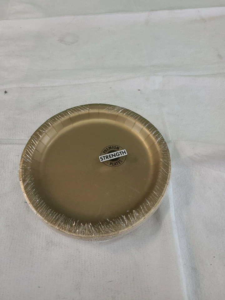 Creative Converting 79103B 7" Glittering Gold Paper Plate - 240 PLATES PER Case - Image 2 of 4