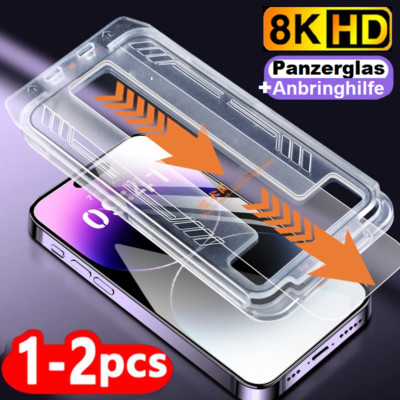  Display Panzerfolie Schutzglas für iPhone 12 13 14 15 Pro Max + Anbringhilfe 