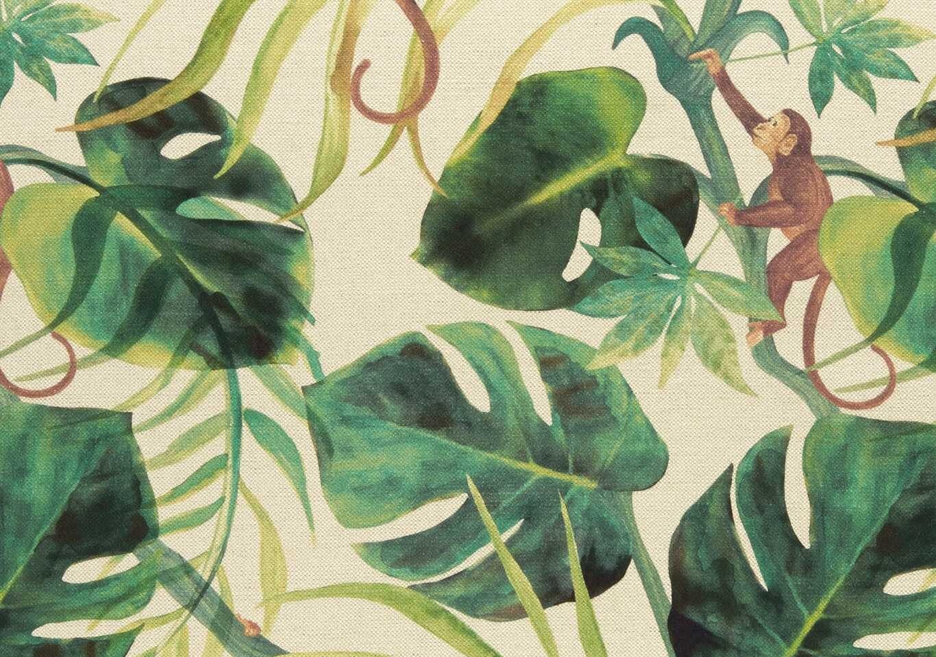 CLARKE & CLARKE CURTAIN FABRIC DESIGN Monkey Business 2.8 METRES NATURAL