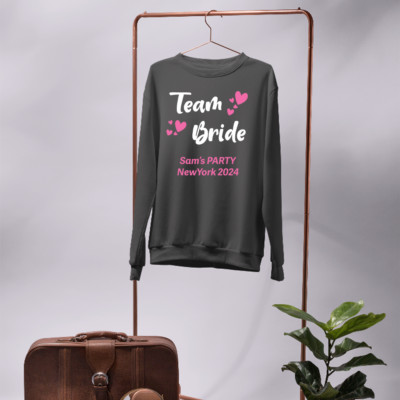 Team Bride Sweatshirt Your Name City Name Family Friends Benidorm Celebration