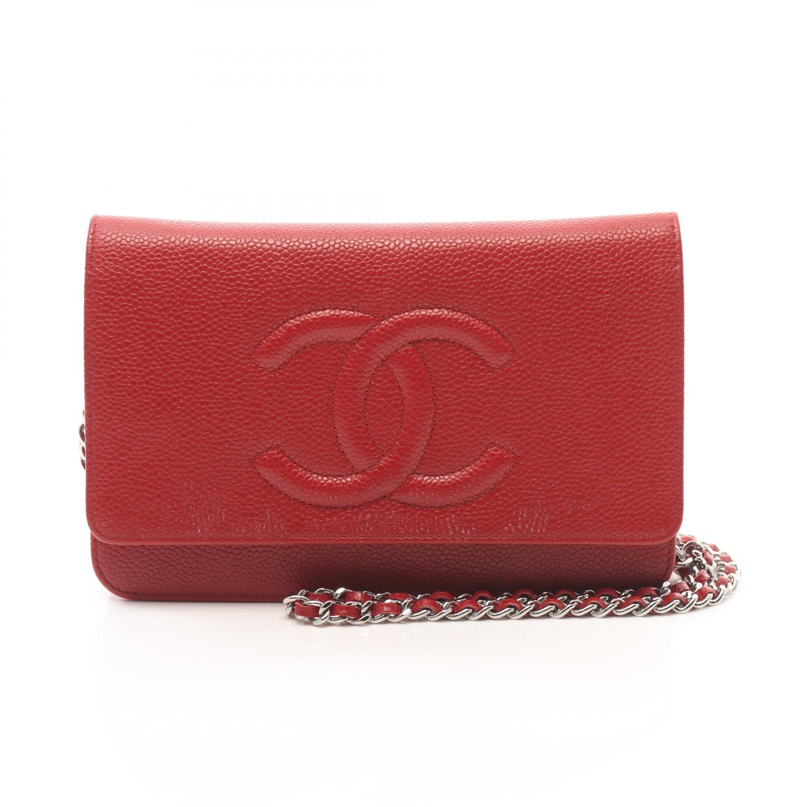 CHANEL COCO Mark Chain Shoulder Bag in Red Grained Calfskin with SHW A48654