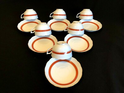 HEREND PORCELAIN HANDPAINTED RARE LARGE TEA CUP AND SAUCER (6pcs.)