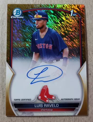 2023 Bowman Chrome Gold Shimmer Refractor Luis Ravelo Auto /50 Red Sox Autograph