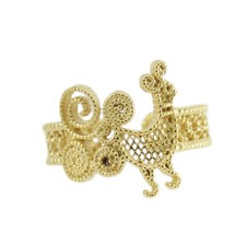 Anello Pavoncella Sarda Argento Dorato Filigrana Fascia Aperta Simbolo Sardegna