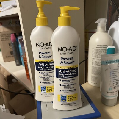 NO-AD Skin Care Prevent & Brighten Anti-Aging Body Moisturizer SPF 15  Lot Of 2