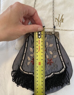 Maddalena Marconi RRP $1000 Silver Grey Silk Evening Bag Antique Maddalena Marconi RRP $1000 Silver Grey Silk Evening Bag Antique