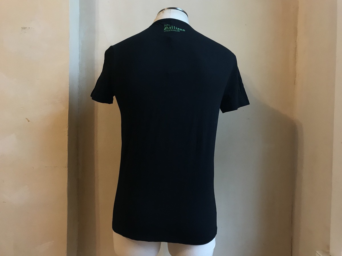 T-shirt John Galliano Rare Imprimé Crâne - Noir, Jaune, Vert - Taille M (48) - Neuf Avec étiquettes