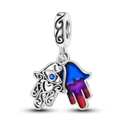 Hamsa Hand Evil Eye Schutz Charm für europäische Armbänder S925 Sterlingsilber