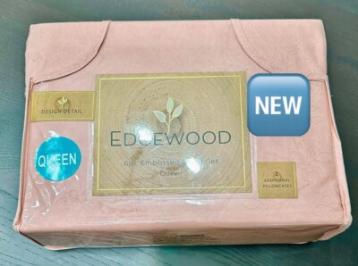 Edgewood Pink Embossed Design 6 PC QUEEN SIZE SHEET SET