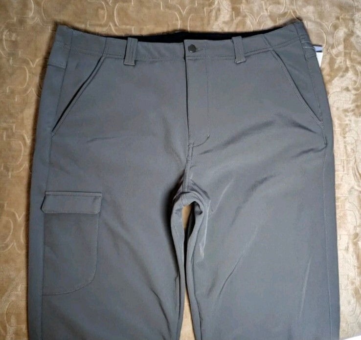 Mens Fleece Lined Snow Ski Snowboard Pants Gaiter Hook 4 Pockets Gray