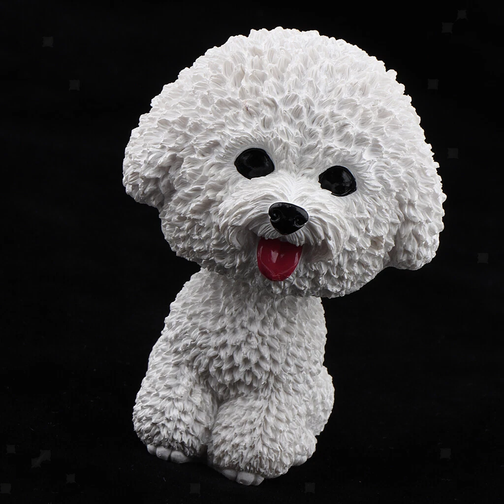 Resin Bobble Head Dog Shaking Heads Puppy Car Dashboard Decor -Bichon Frise