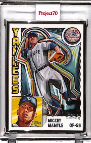 2021 TOPPS PROJECT 70 #313 MICKEY MANTLE BY EFDOT - P70 AP SILVER FRAME 50/51