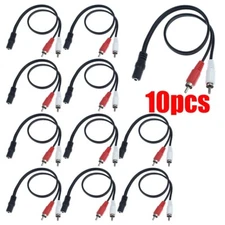 10Pcs 3.5mm 1/8" Stereo Female Plug to 2 RCA Male Jack Aux Audio Y Cable Adapter
