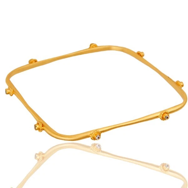 VALENTINO Bracciale zirconi quadrato fatto a mano design moda in oro giallo placcato gioielli per regalo