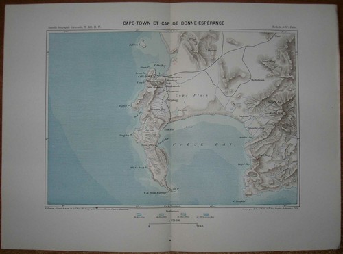 1888 Reclus map CAPE TOWN AND CAPE OF GOOD HOPE, SOUTH AFRICA (#4)
