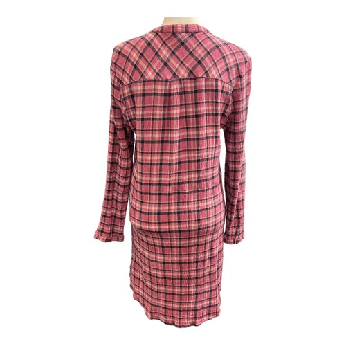 Garnet Hill Womens 12 Plaid Button Down Shirt Dress Cotton Mini Pink Pockets - Picture 7 of 8
