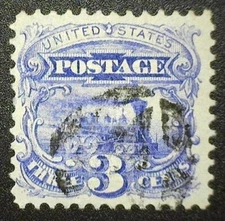 US Sc #114 - 1869 3c Locomotive, Pictorial Issue - VF - Used