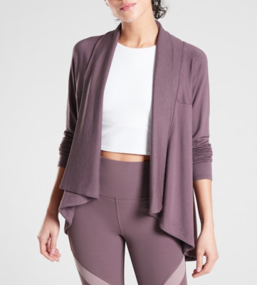 purple wrap cardigan