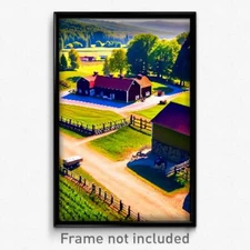 Pixel Art Poster - Blissful Farmstead (8 Bit Psychedelic Video Game Print)