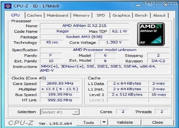 AM3 amd atlhon II-2,70Ghz-4gb ram+disipador - Imagen 2 de 3