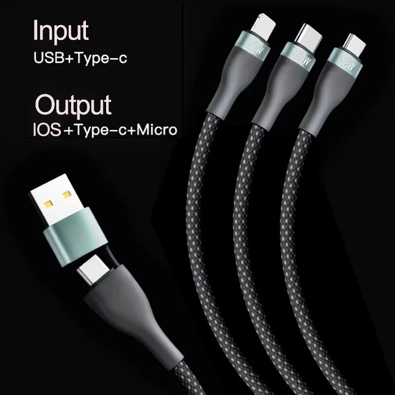 USB-C USB-A Multi Charger Cable 5 in 1 Charging Phone Type C For iPhone,Samsung - Image 2 of 4