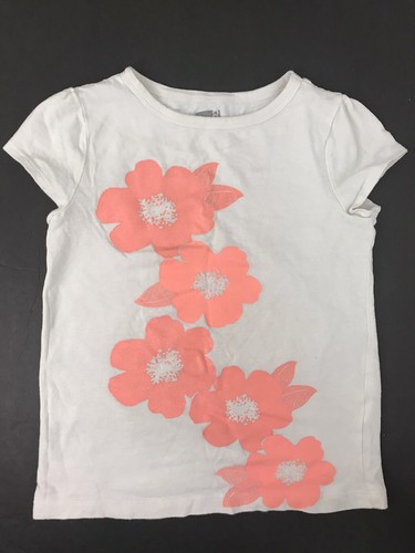 Crazy 8 Girls Medium M 7/8 Off-White Floral Short Sleeve T-Shirt Top - Picture 3 of 7