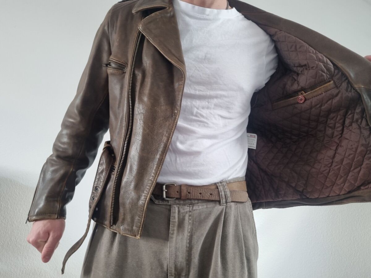 Schuh Vintage Belted Leather Jacket Mens size 54 / M-L | eBay Schuh Vintage Belted Leather Jacket Mens size 54 / M-L | eBay