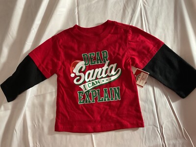 Holiday Time Boys 12 Months Santa I Can Explain Christmas Long Sleeve Shirt NWT