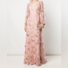 Marchesa Notte 3D Floral Embroidered Gown 8 G1N