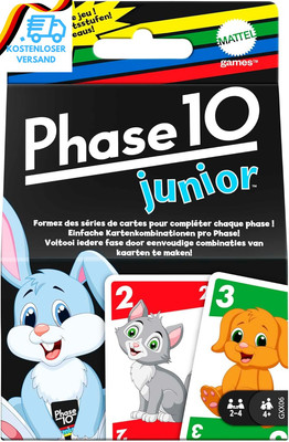 Mattel Games Phase 10 Junior - Rommé-Artiges Spiel Mit Mehreren Spielebenen, 56 