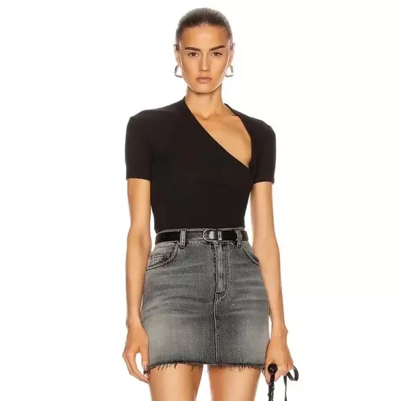 John Elliott / Revolve Cotton Rib Asymmetrical Cut Out Tee in