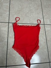 Women s Red Lace Bodysuit Spahgetti One Piece Size Small