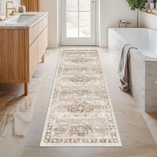 Boho Long Bathroom Runner Rug 24 x 72 Washable Non Slip - Soft Stain Reistant...