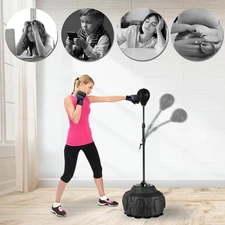 Punching Speed Bag W/Stand Boxing Reflex Ball Adjustable Height Fitness Training