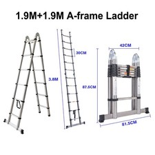 Telescopic Ladder 3.8M 5M Multi-Purpose Extendable Folding Step A-frame Ladder
